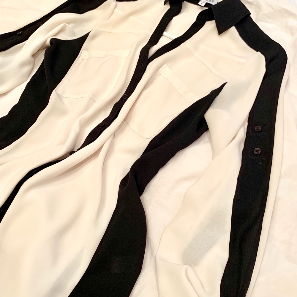 Express black and white button down shirt.
